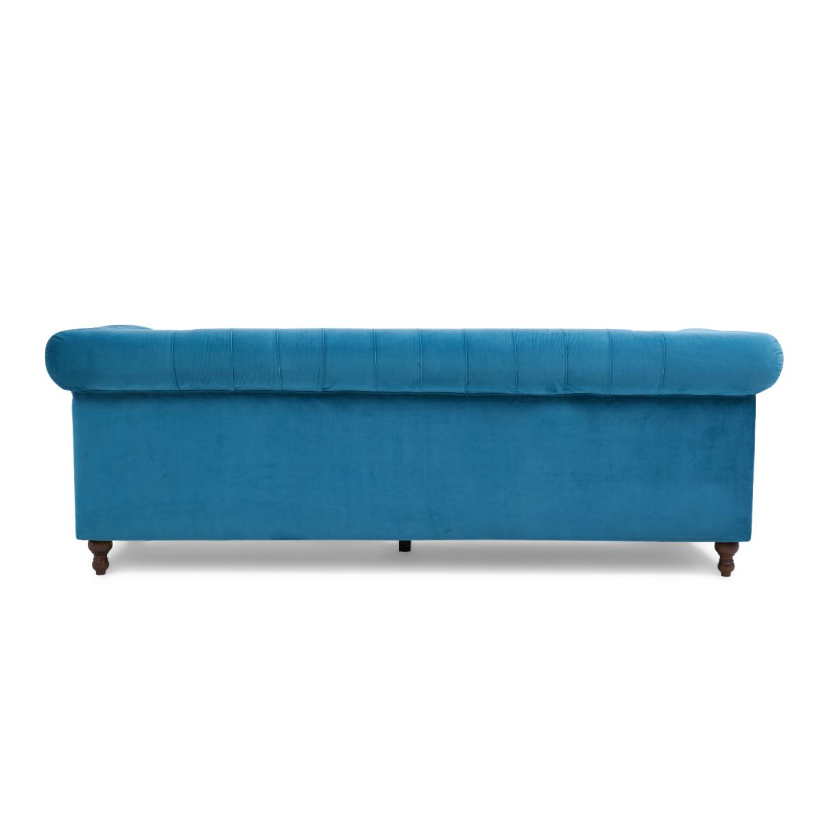 Milano Chesterfield Teal Plush Velvet 3 Seater Sofa – image 7