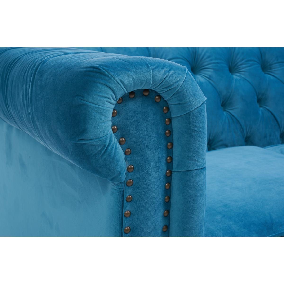 Milano Chesterfield Teal Plush Velvet 3 Seater Sofa – image 8