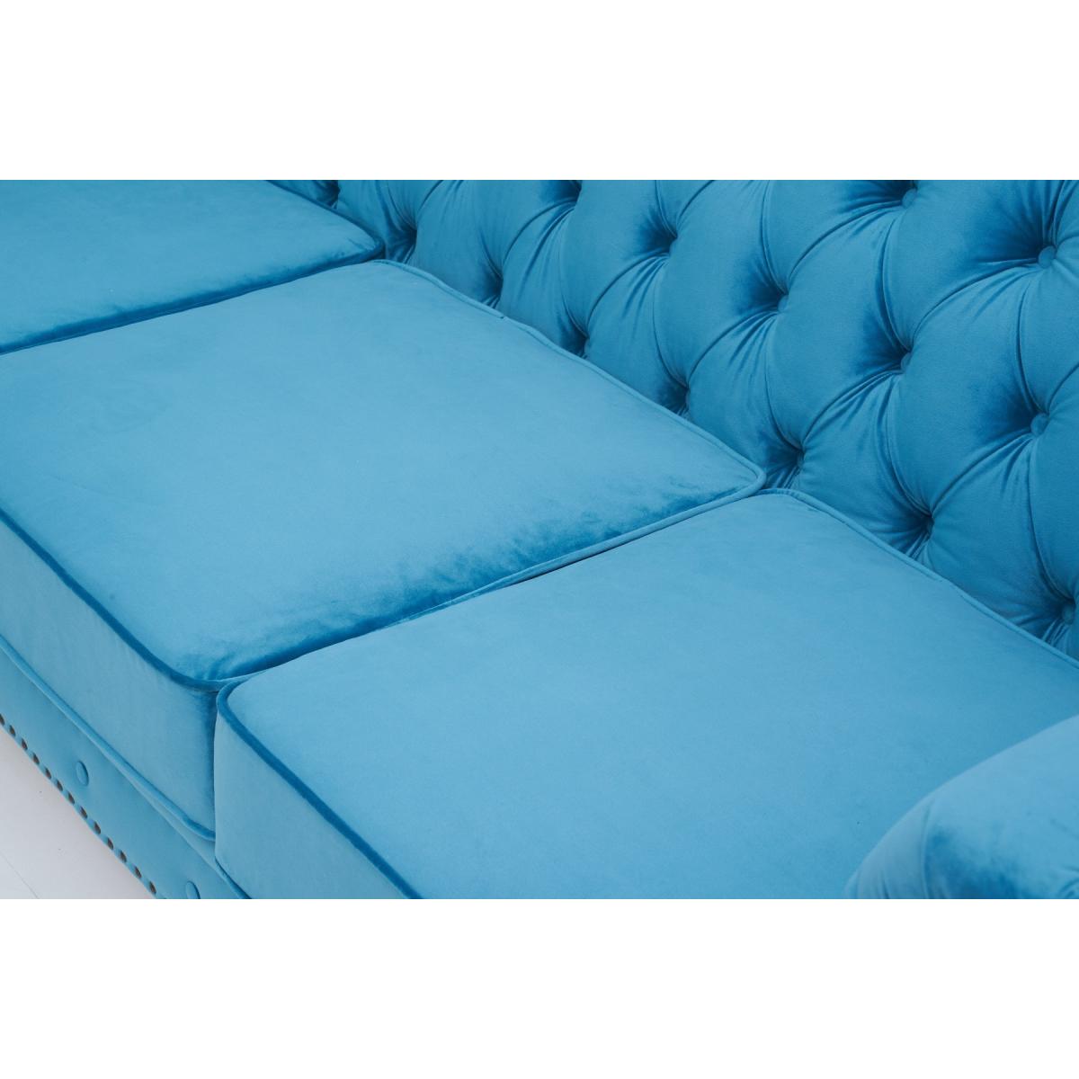 Milano Chesterfield Teal Plush Velvet 3 Seater Sofa – image 9