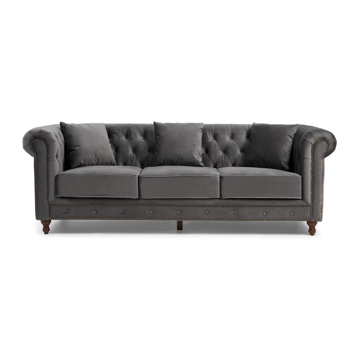 Westminster Chesterfield Dark Grey Velvet 3 Seater Sofa – image 2