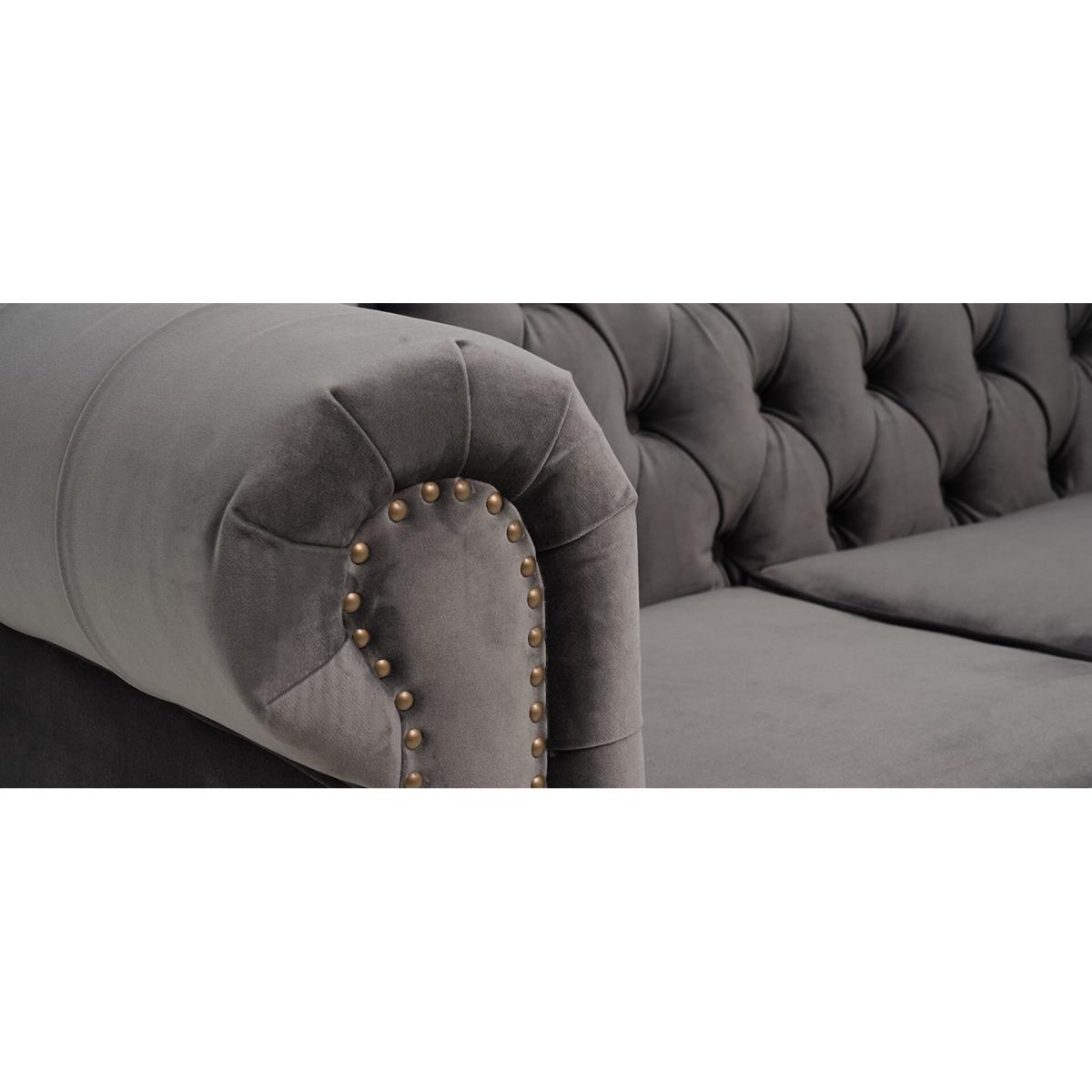 Westminster Chesterfield Dark Grey Velvet 3 Seater Sofa – image 11