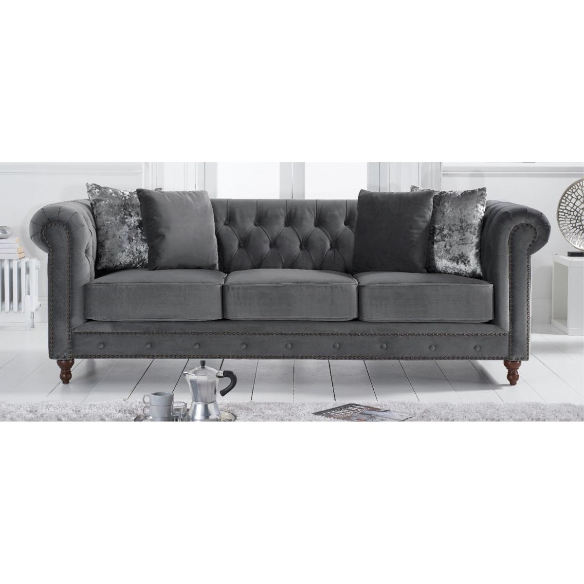 Westminster Chesterfield Dark Grey Velvet 3 Seater Sofa – image 12