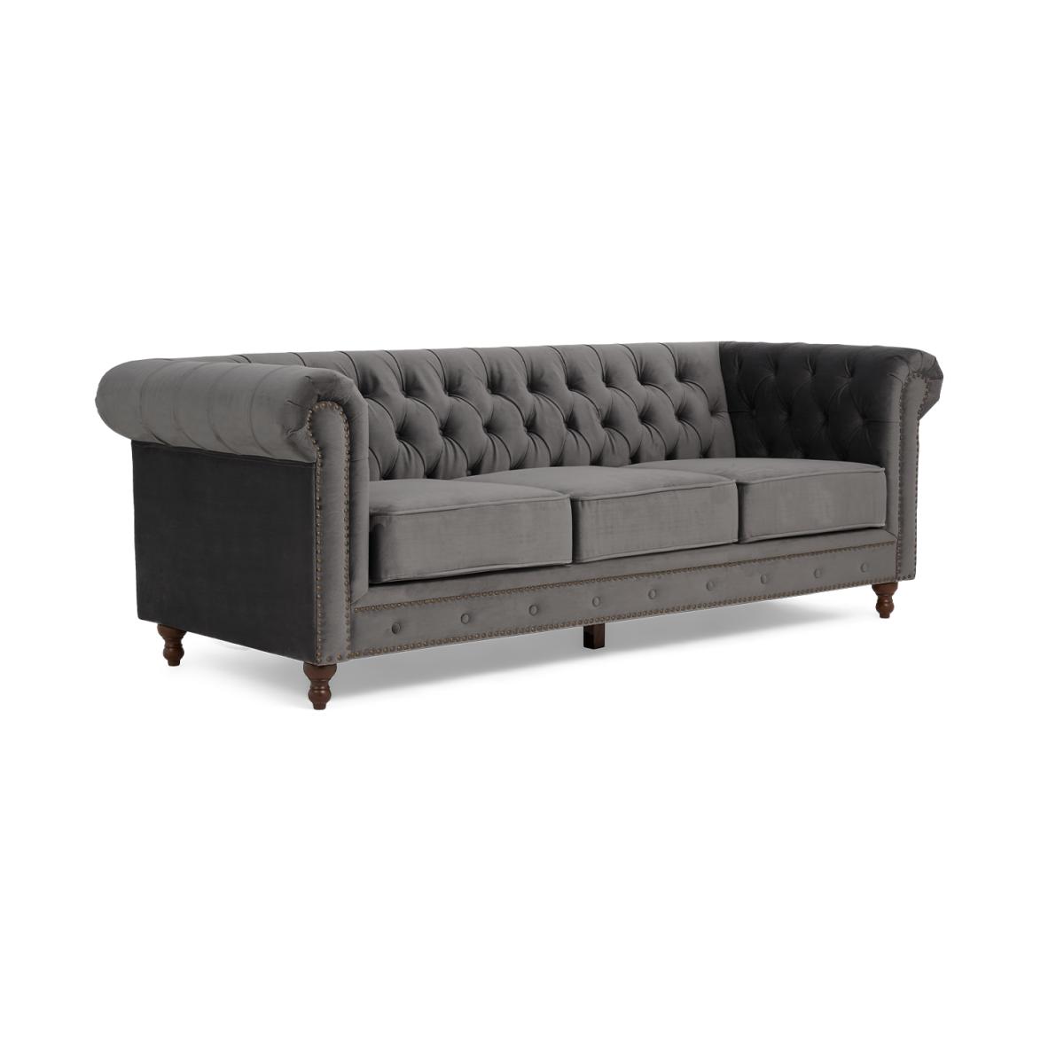 Westminster Chesterfield Dark Grey Velvet 3 Seater Sofa – image 4