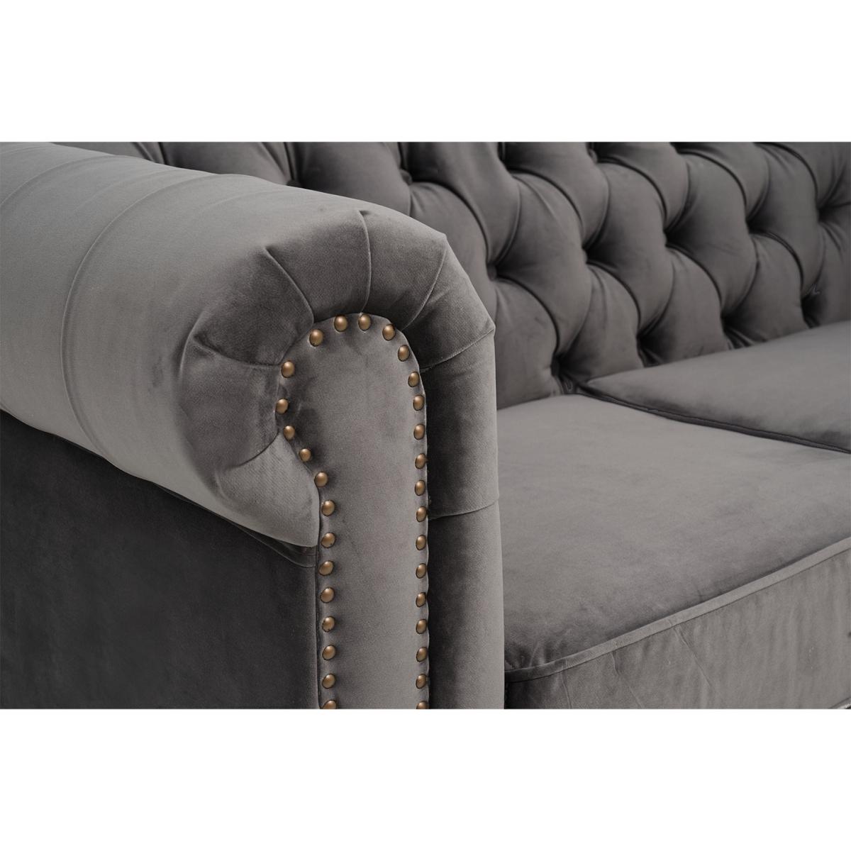 Westminster Chesterfield Dark Grey Velvet 3 Seater Sofa – image 6