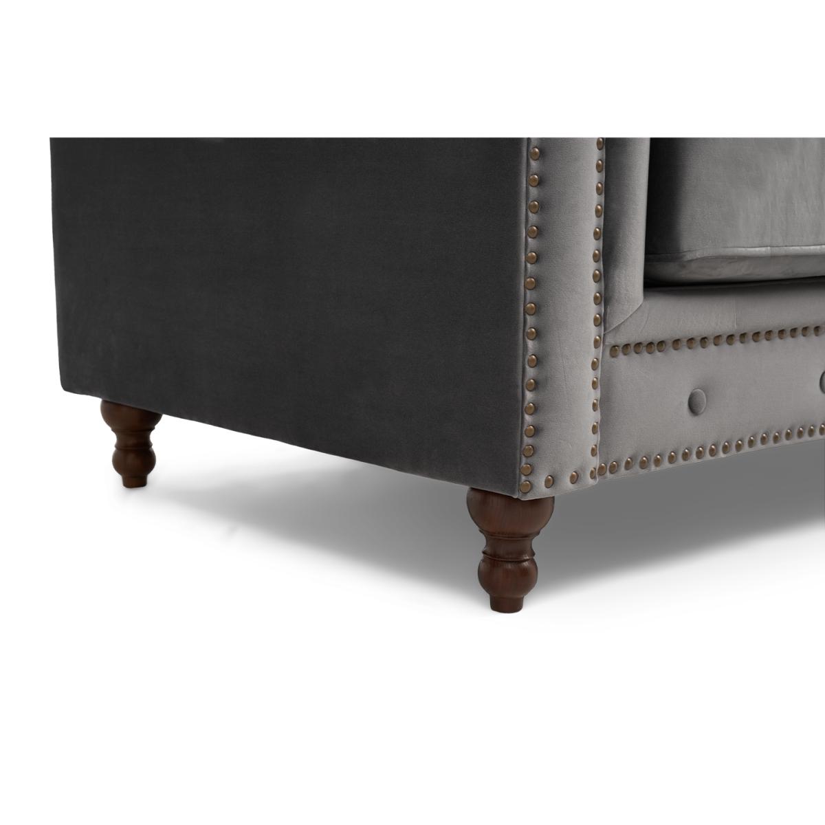 Westminster Chesterfield Dark Grey Velvet 3 Seater Sofa – image 9