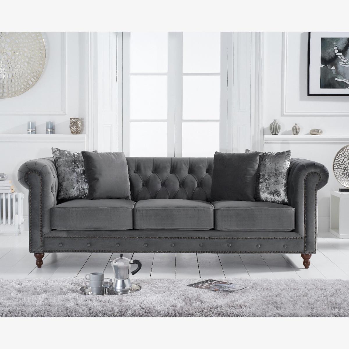Westminster Chesterfield Dark Grey Velvet 3 Seater Sofa – image 1