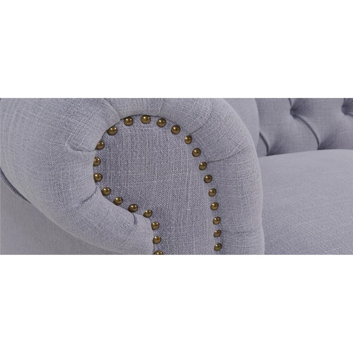 Carrara Chesterfield Grey Linen 3 Seater Sofa – image 5