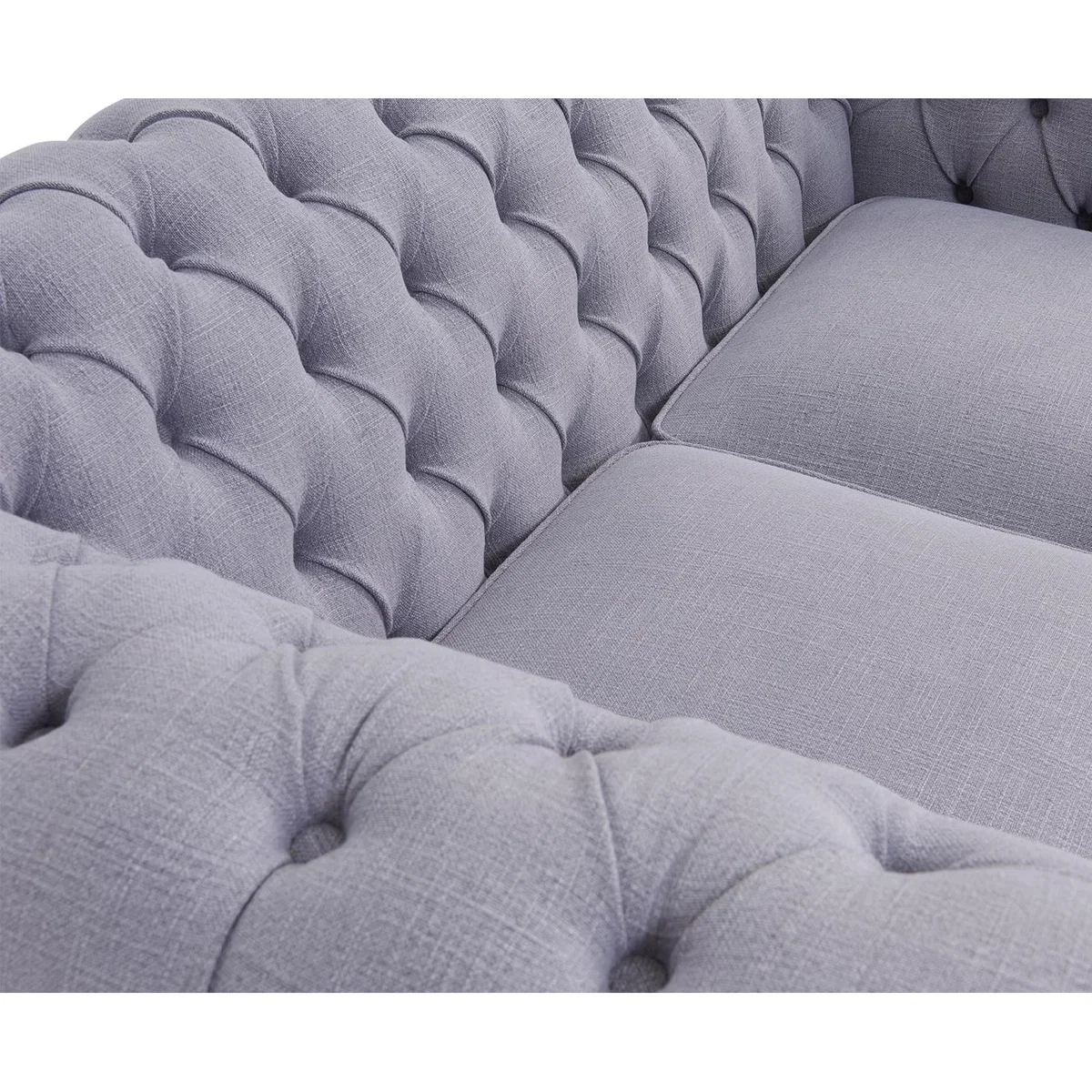 Carrara Chesterfield Grey Linen 3 Seater Sofa – image 9