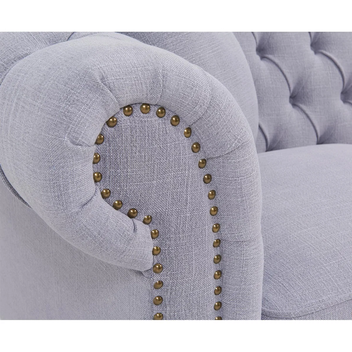 Carrara Chesterfield Grey Linen 3 Seater Sofa – image 10
