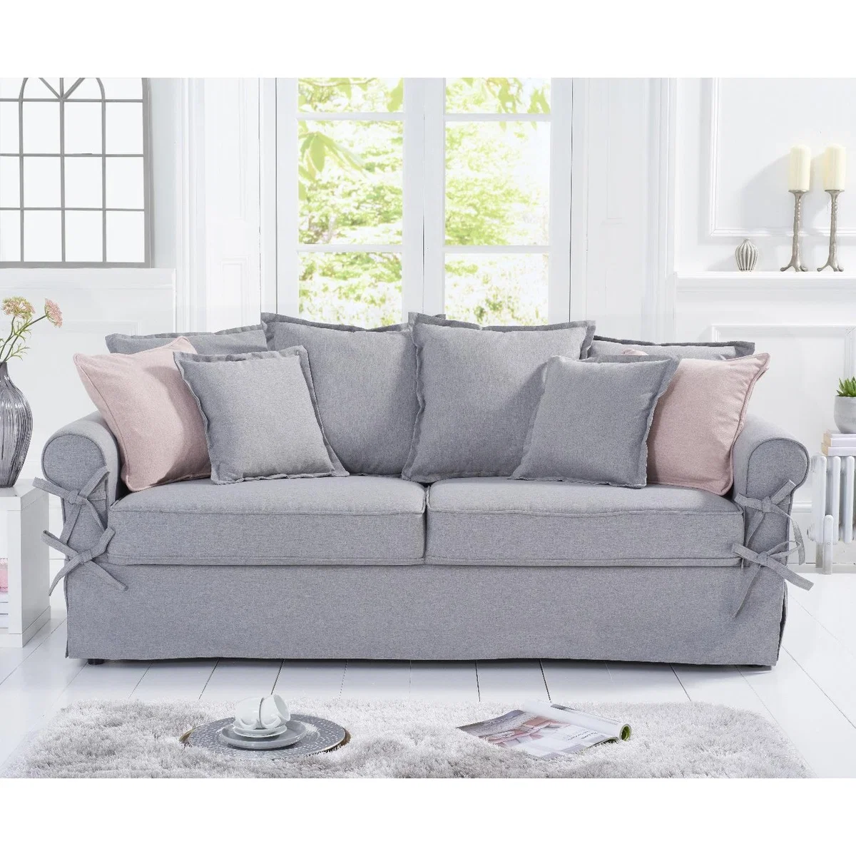 Clement Grey Linen 3 Seater Sofa – image 2