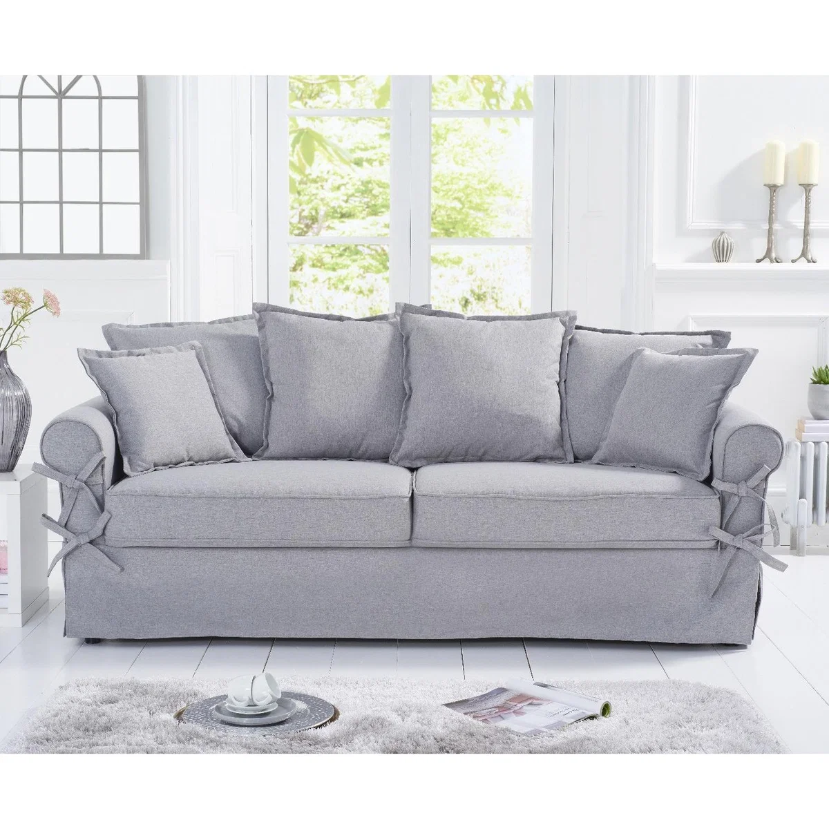 Clement Grey Linen 3 Seater Sofa – image 3