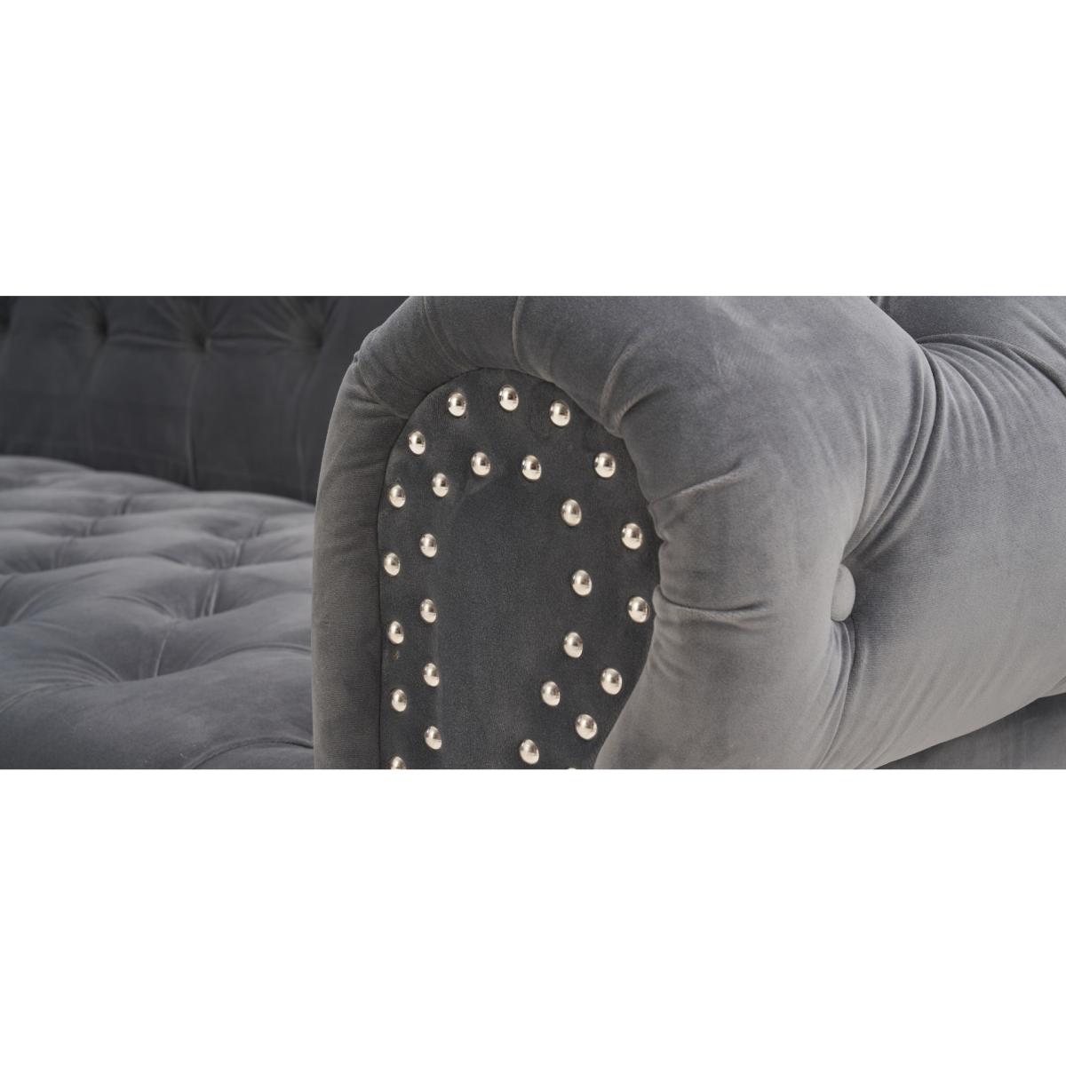 Blake Right Facing Grey Velvet 3 Seater Chaise Corner Sofa – image 11