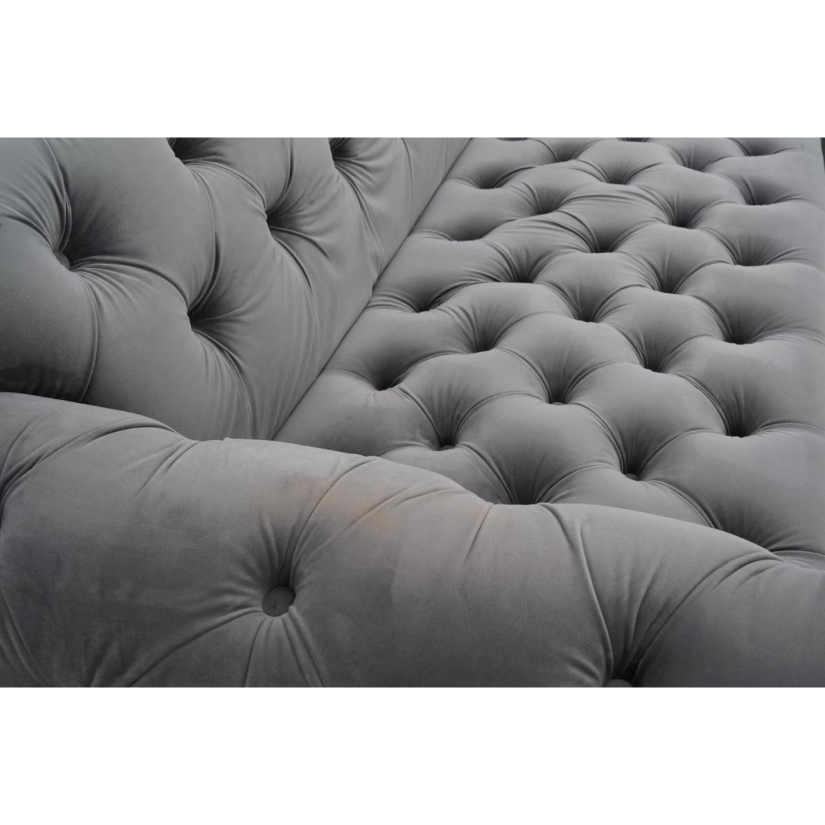 Blake Right Facing Grey Velvet 3 Seater Chaise Corner Sofa – image 5