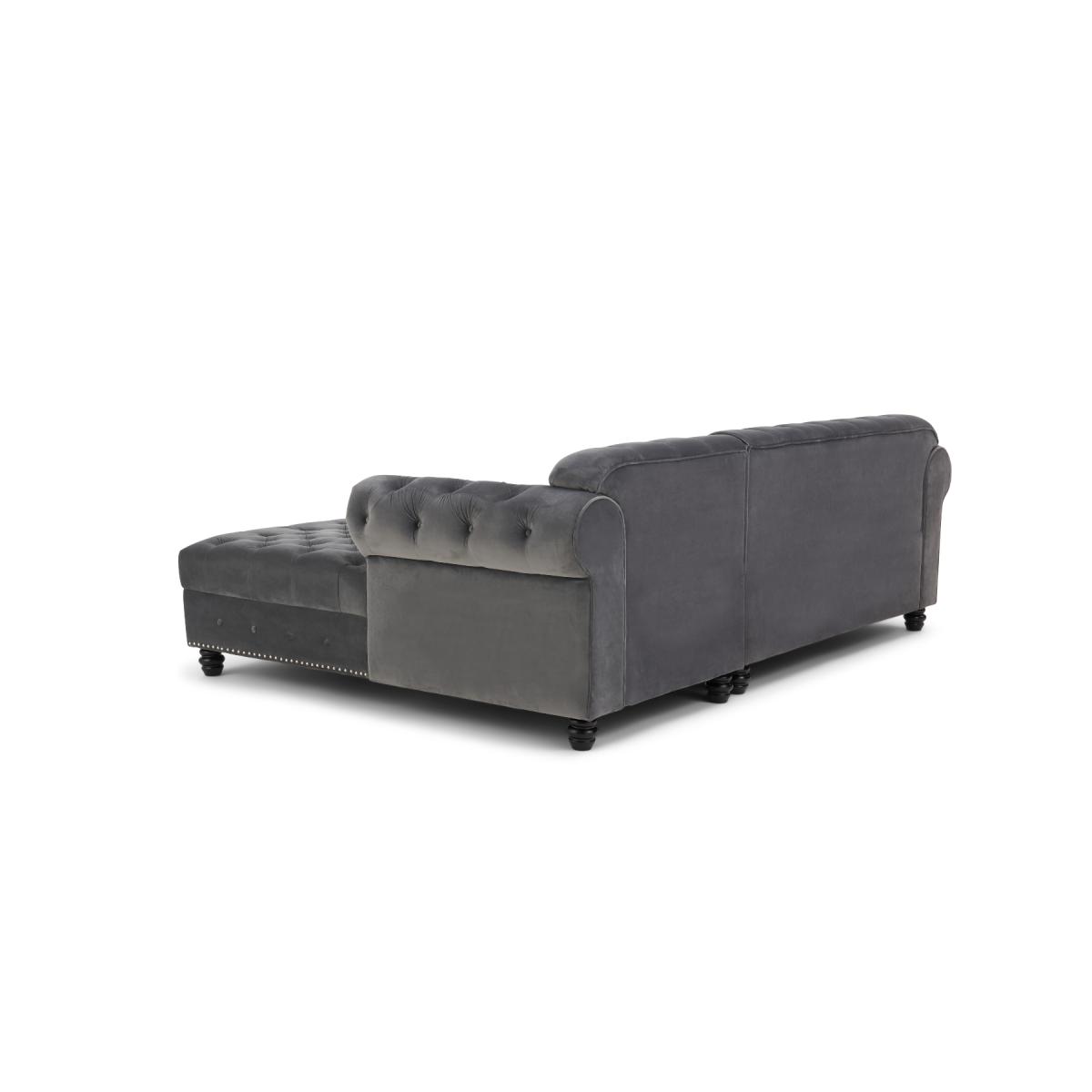 Blake Right Facing Grey Velvet 3 Seater Chaise Corner Sofa – image 8