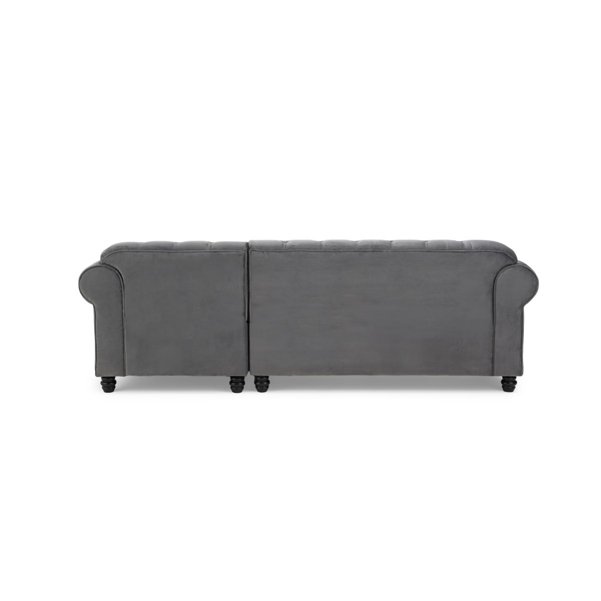 Blake Right Facing Grey Velvet 3 Seater Chaise Corner Sofa – image 9