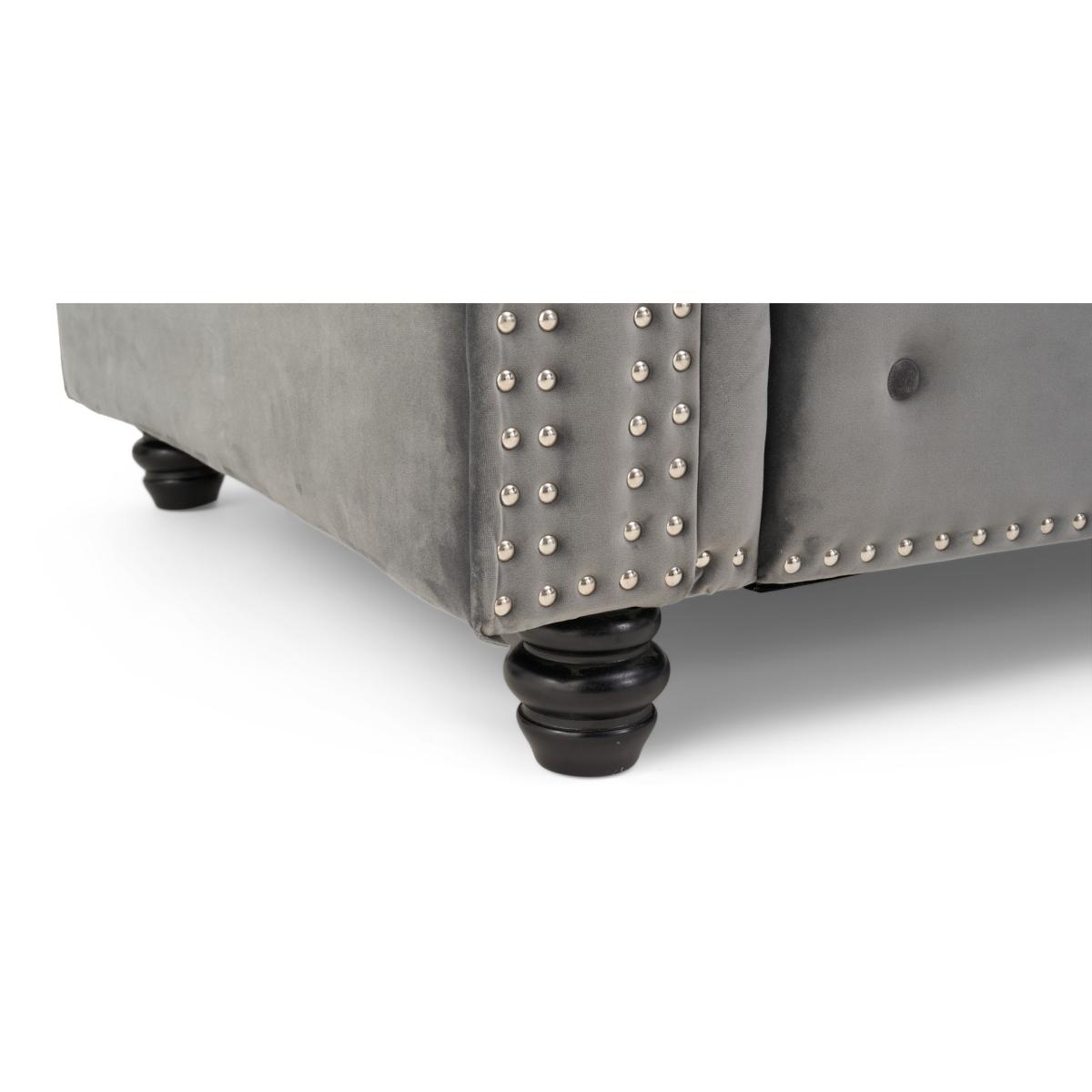 Blake Right Facing Grey Velvet 3 Seater Chaise Corner Sofa – image 10