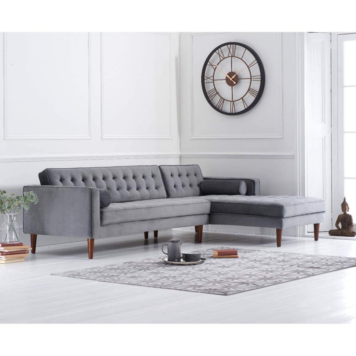 Indus Grey Velvet Right Facing 3 Seater Corner Chaise Sofa – image 2