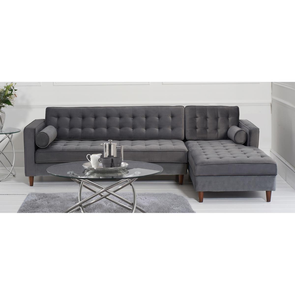 Indus Grey Velvet Right Facing 3 Seater Corner Chaise Sofa – image 11
