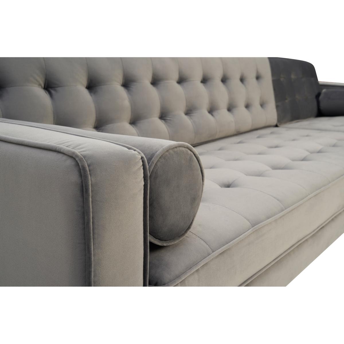 Indus Grey Velvet Right Facing 3 Seater Corner Chaise Sofa – image 9