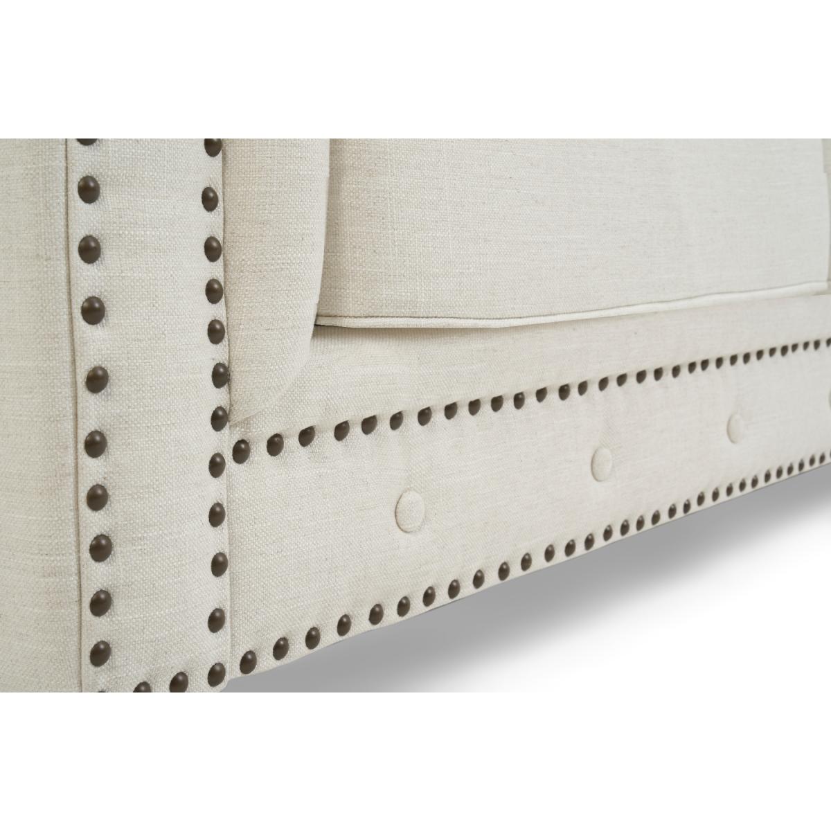Westminster Chesterfield Ivory Linen 3 Seater Sofa – image 6