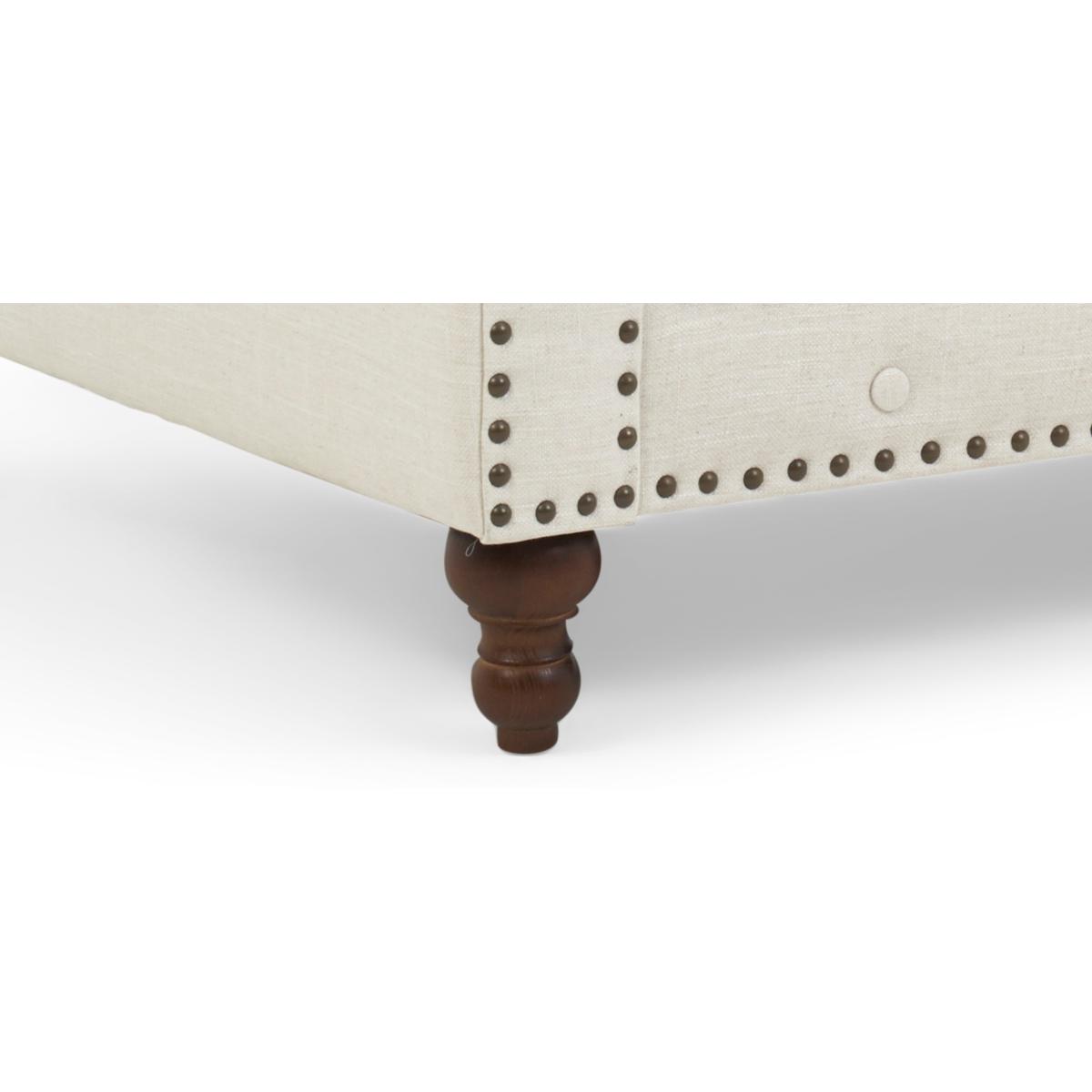 Westminster Chesterfield Ivory Linen 3 Seater Sofa – image 7