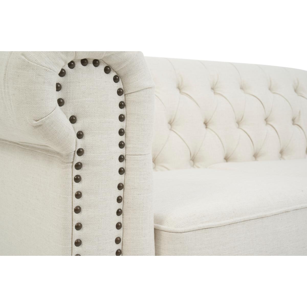 Westminster Chesterfield Ivory Linen 3 Seater Sofa – image 8