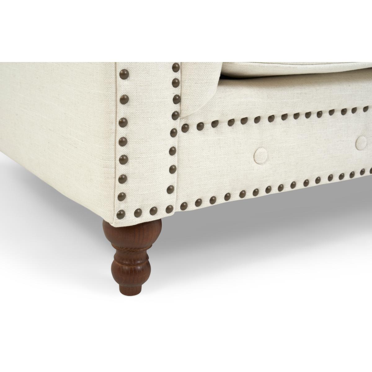 Westminster Chesterfield Ivory Linen 3 Seater Sofa – image 9