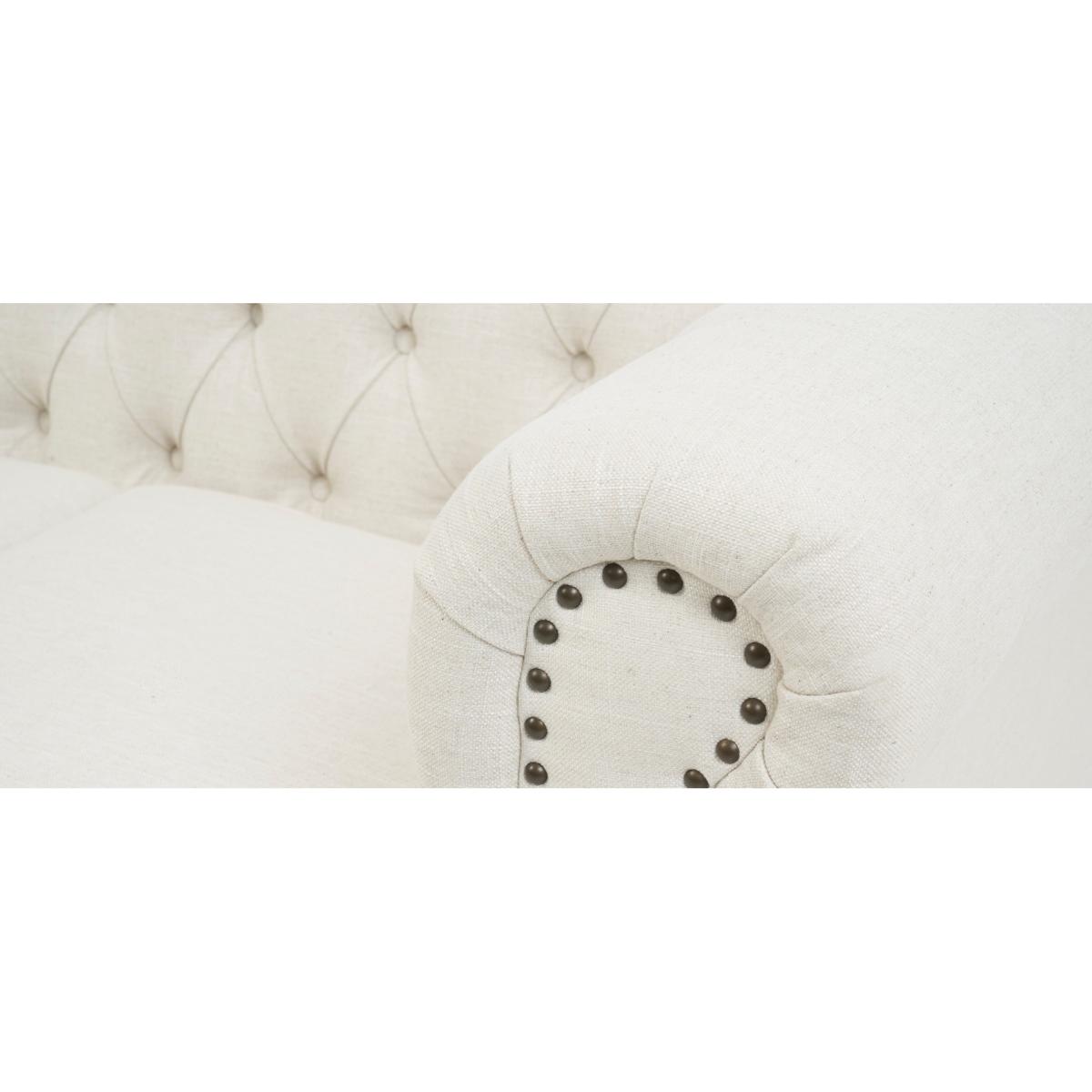 Westminster Chesterfield Ivory Linen 3 Seater Sofa – image 10