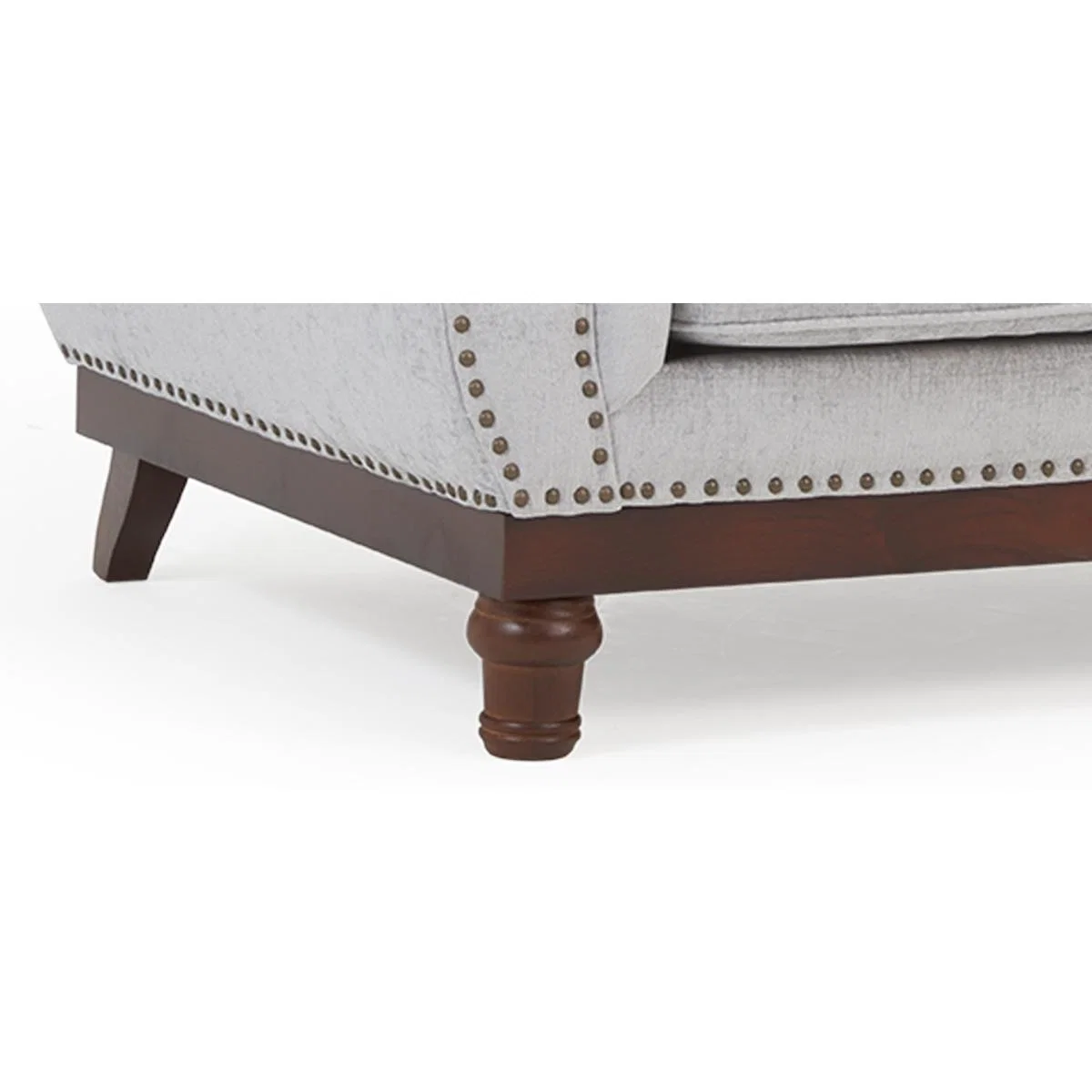 Henbury Chesterfield Grey Plush Fabric 3 Seater Sofa – image 11