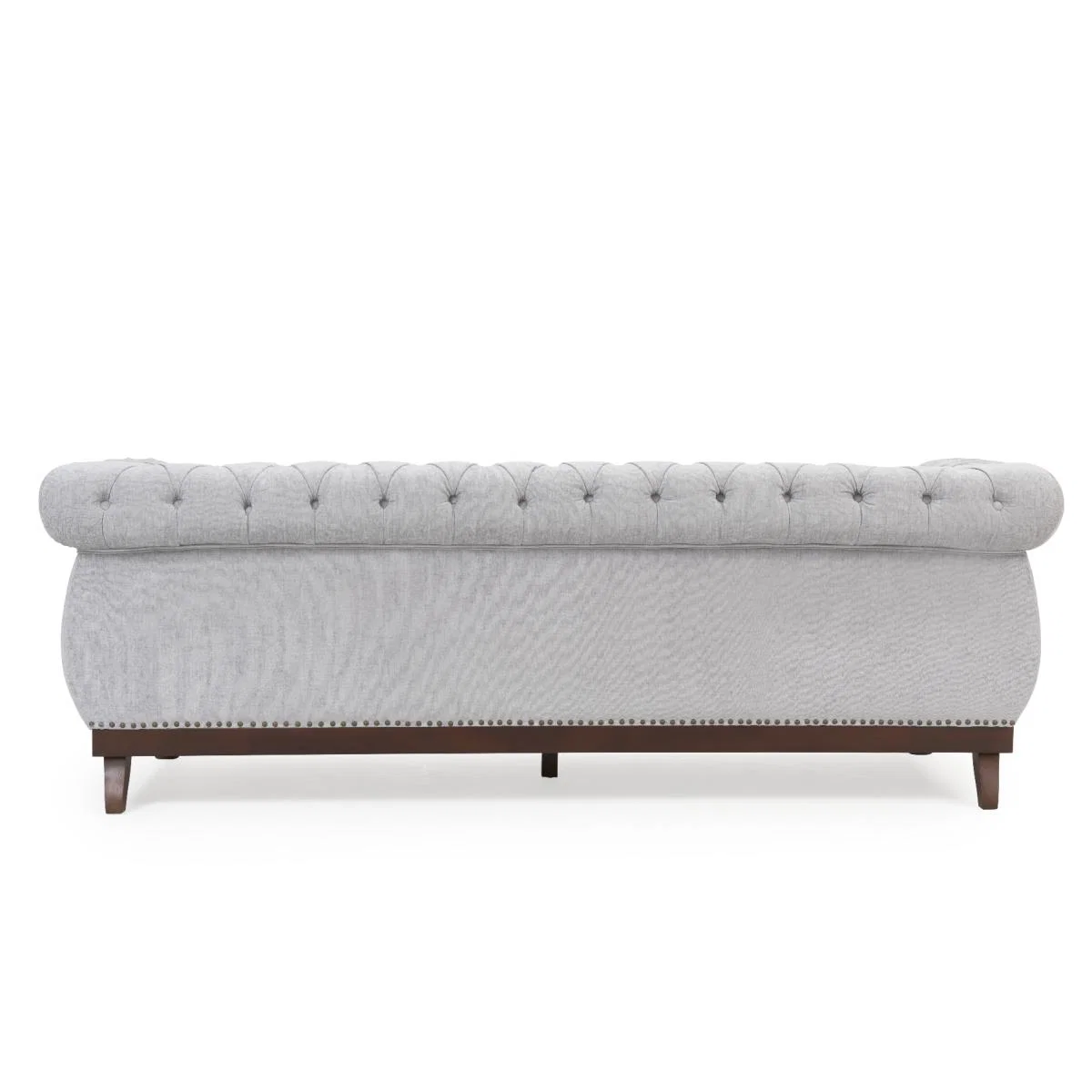 Henbury Chesterfield Grey Plush Fabric 3 Seater Sofa – image 5