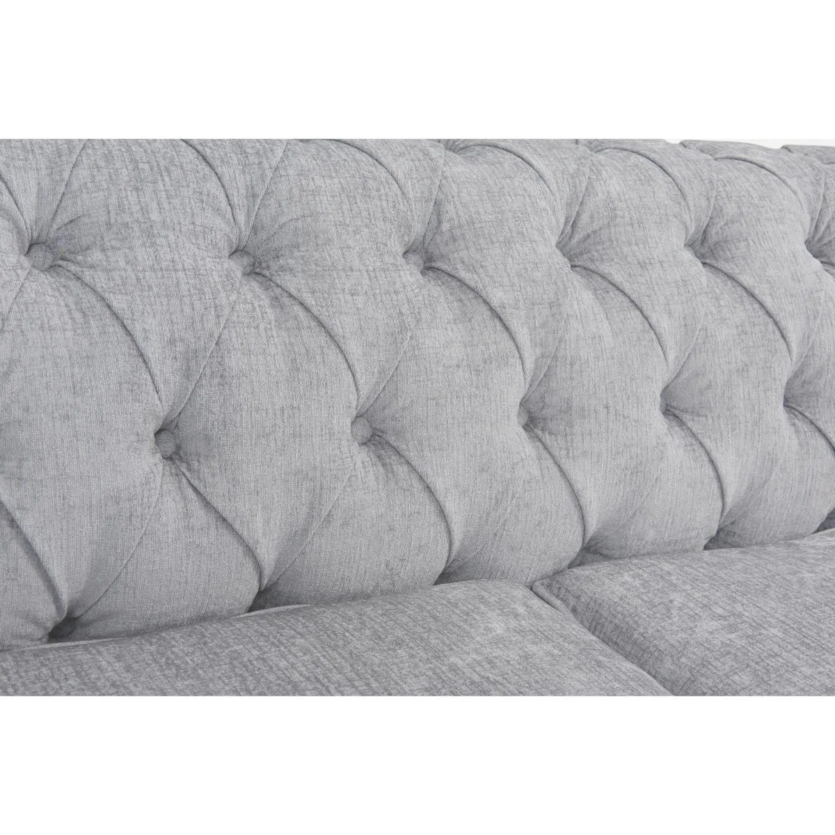 Henbury Chesterfield Grey Plush Fabric 3 Seater Sofa – image 7
