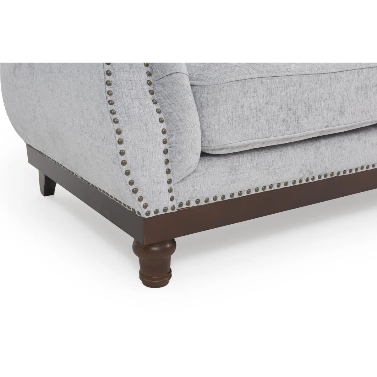 Henbury Chesterfield Grey Plush Fabric 3 Seater Sofa – image 8