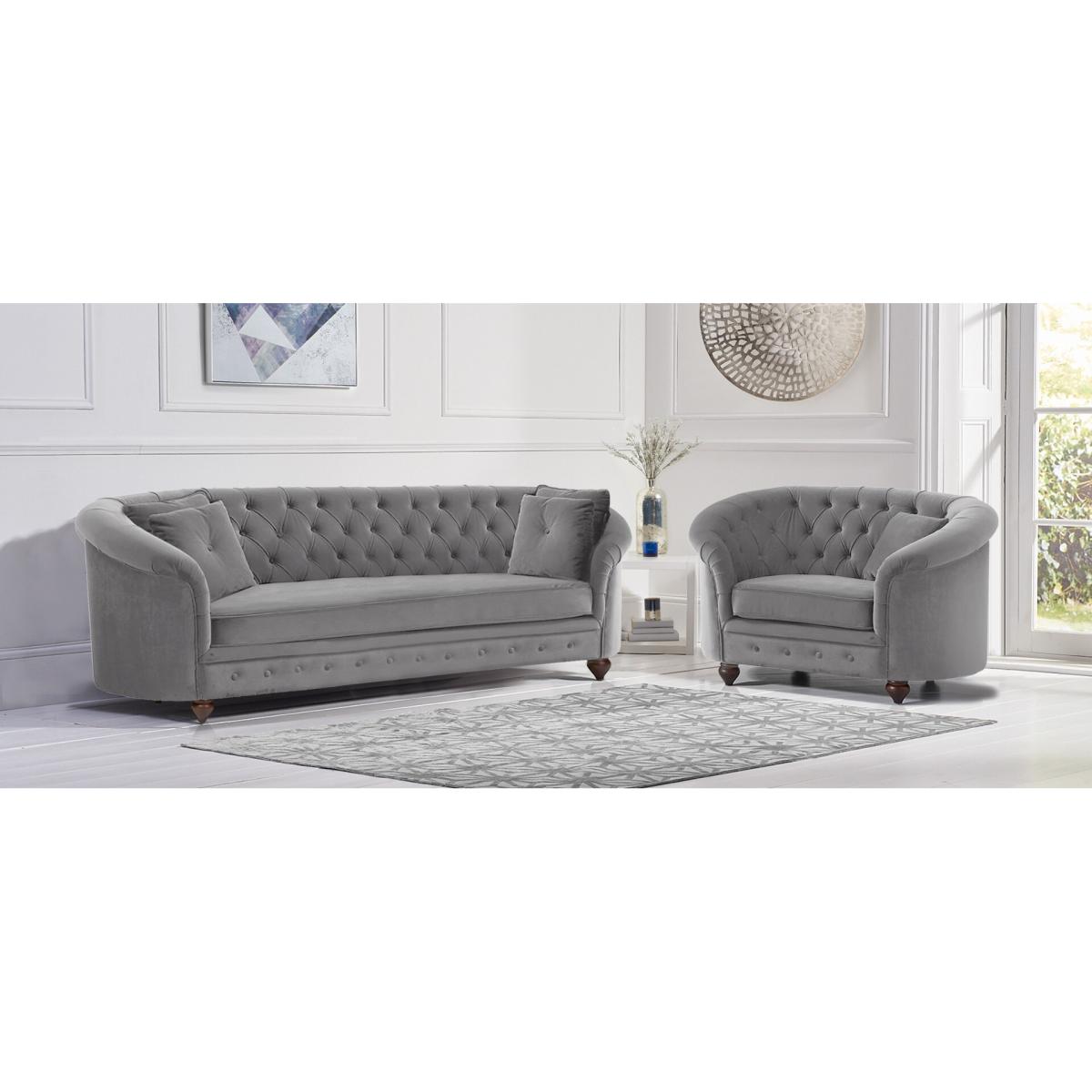 Apsley Chesterfield Grey Velvet 3 Seater Sofa – image 13