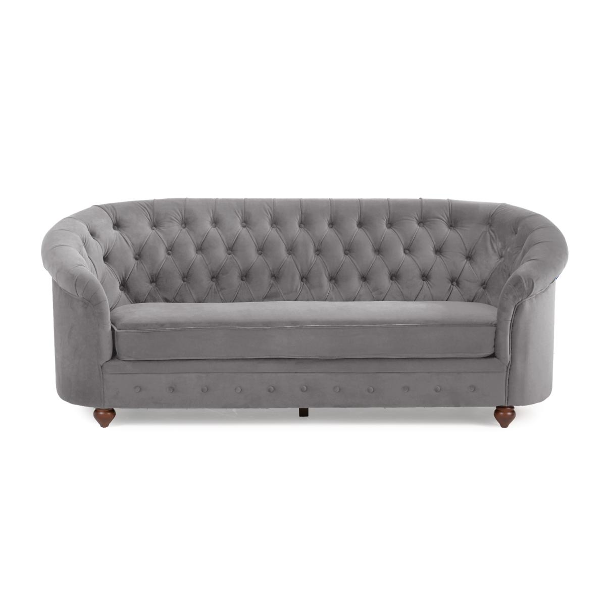 Apsley Chesterfield Grey Velvet 3 Seater Sofa – image 3
