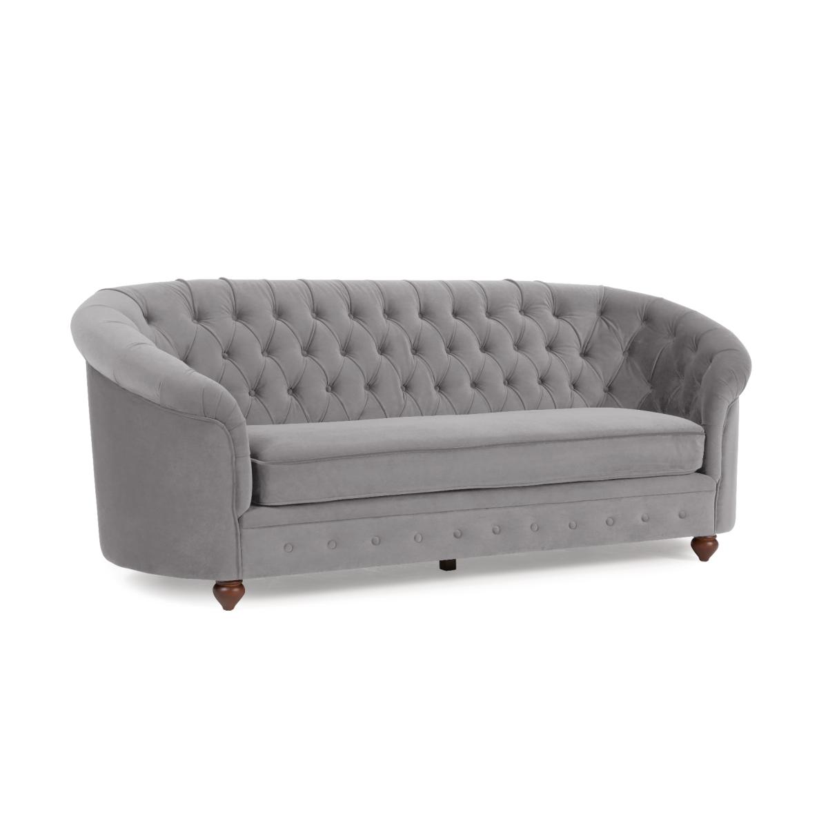 Apsley Chesterfield Grey Velvet 3 Seater Sofa – image 6