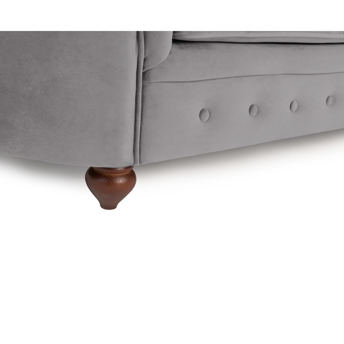Apsley Chesterfield Grey Velvet 3 Seater Sofa – image 8