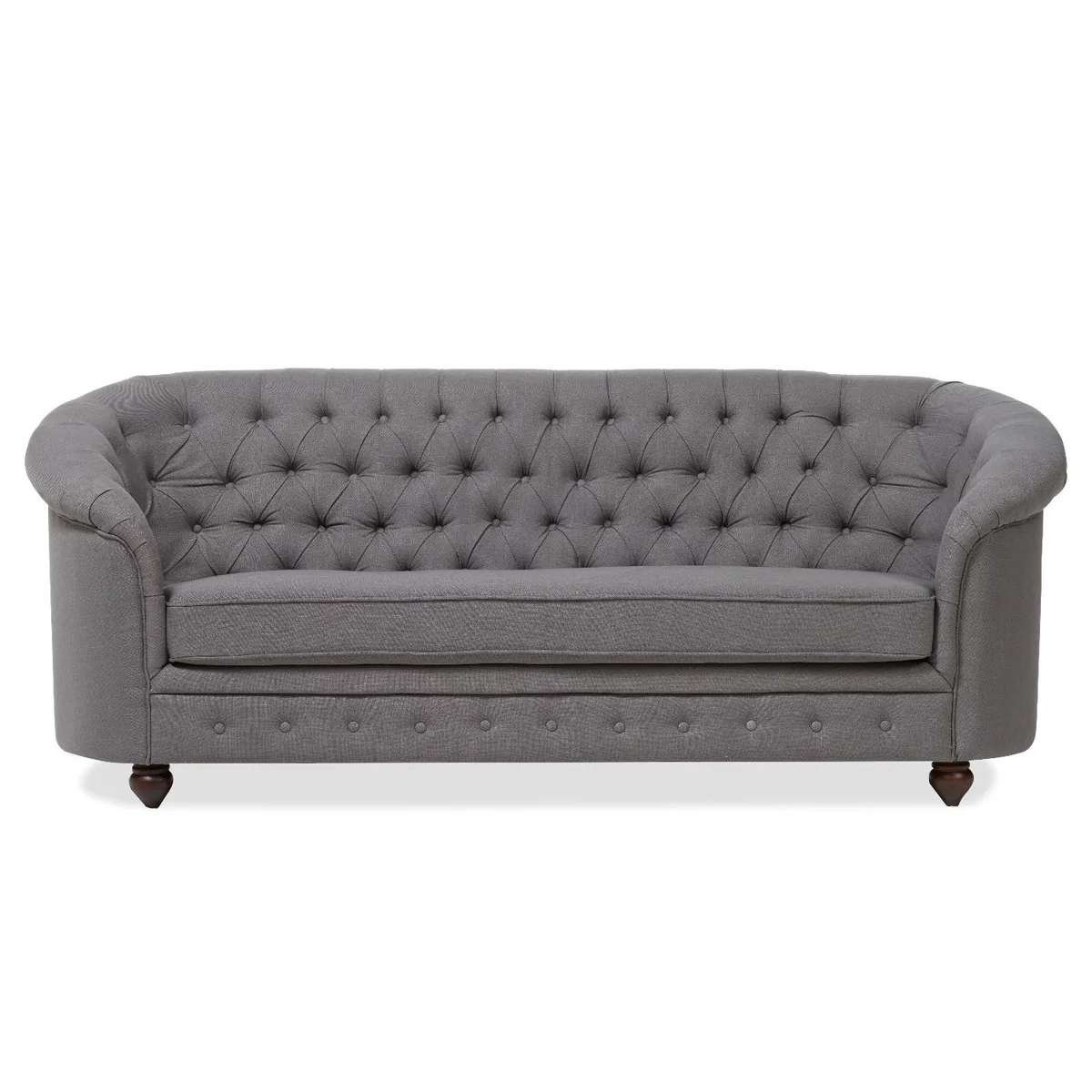 Chloe Chesterfield Grey Linen Fabric Three-Seater Sofa – image 3