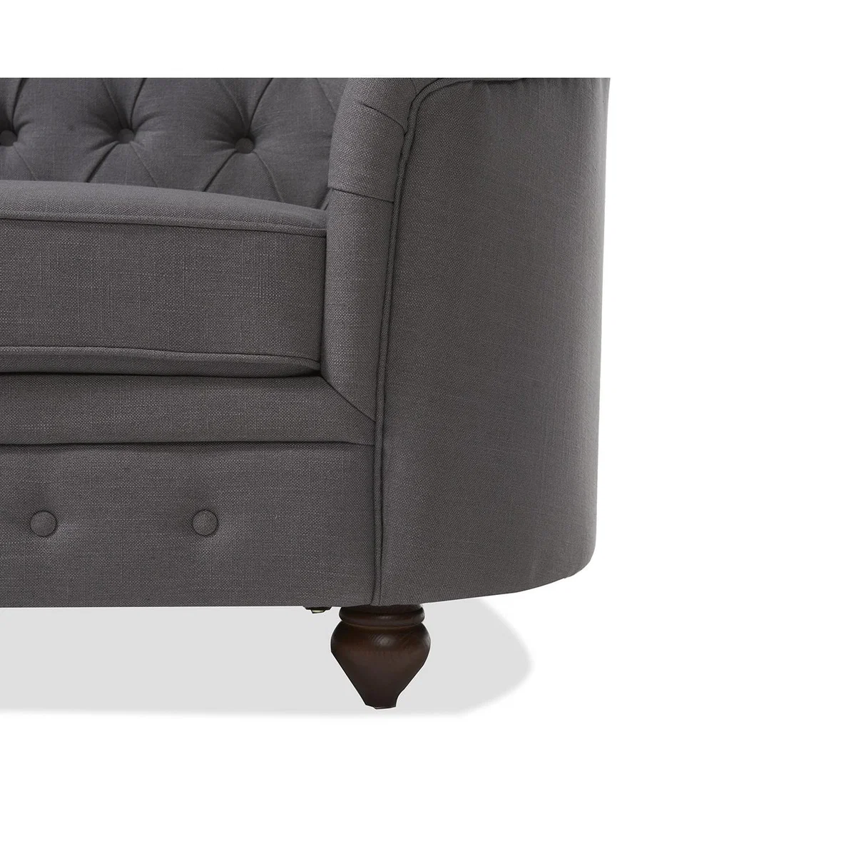Chloe Chesterfield Grey Linen Fabric Three-Seater Sofa – image 7