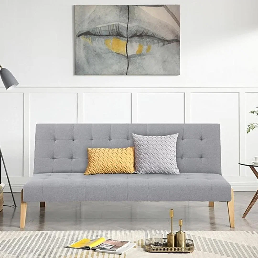 Jericho Grey Linen 3 Seater Fold Down Sofa Bed