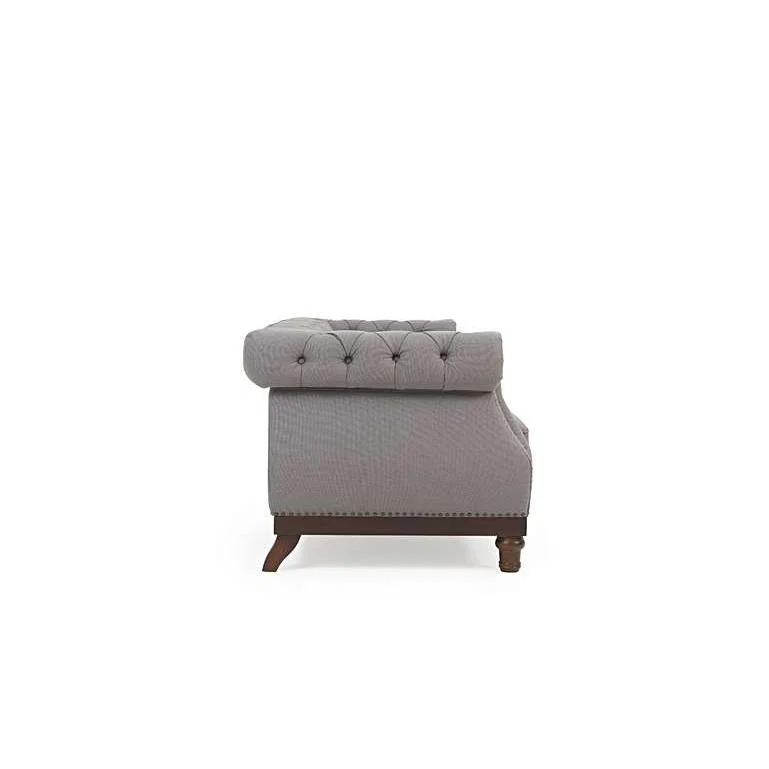 Ex-display Henbury Chesterfield Grey Linen 3 Seater Sofa – image 4