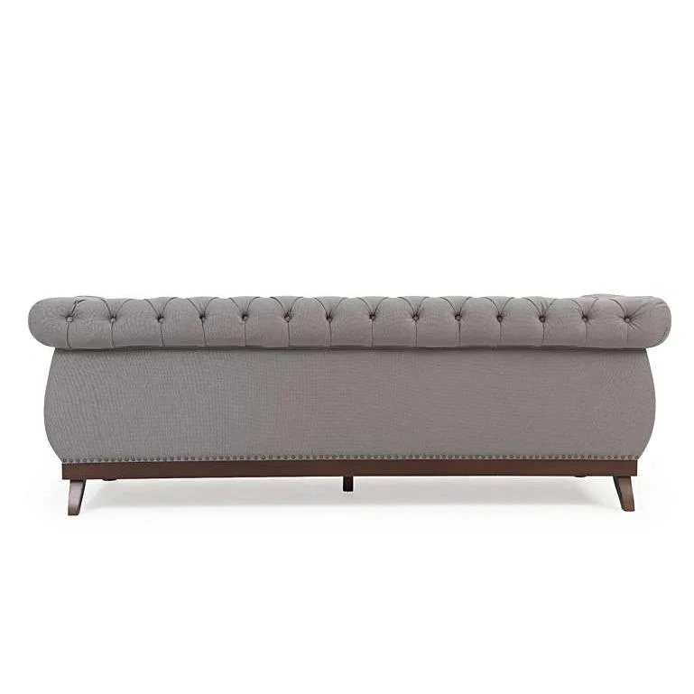 Ex-display Henbury Chesterfield Grey Linen 3 Seater Sofa – image 5