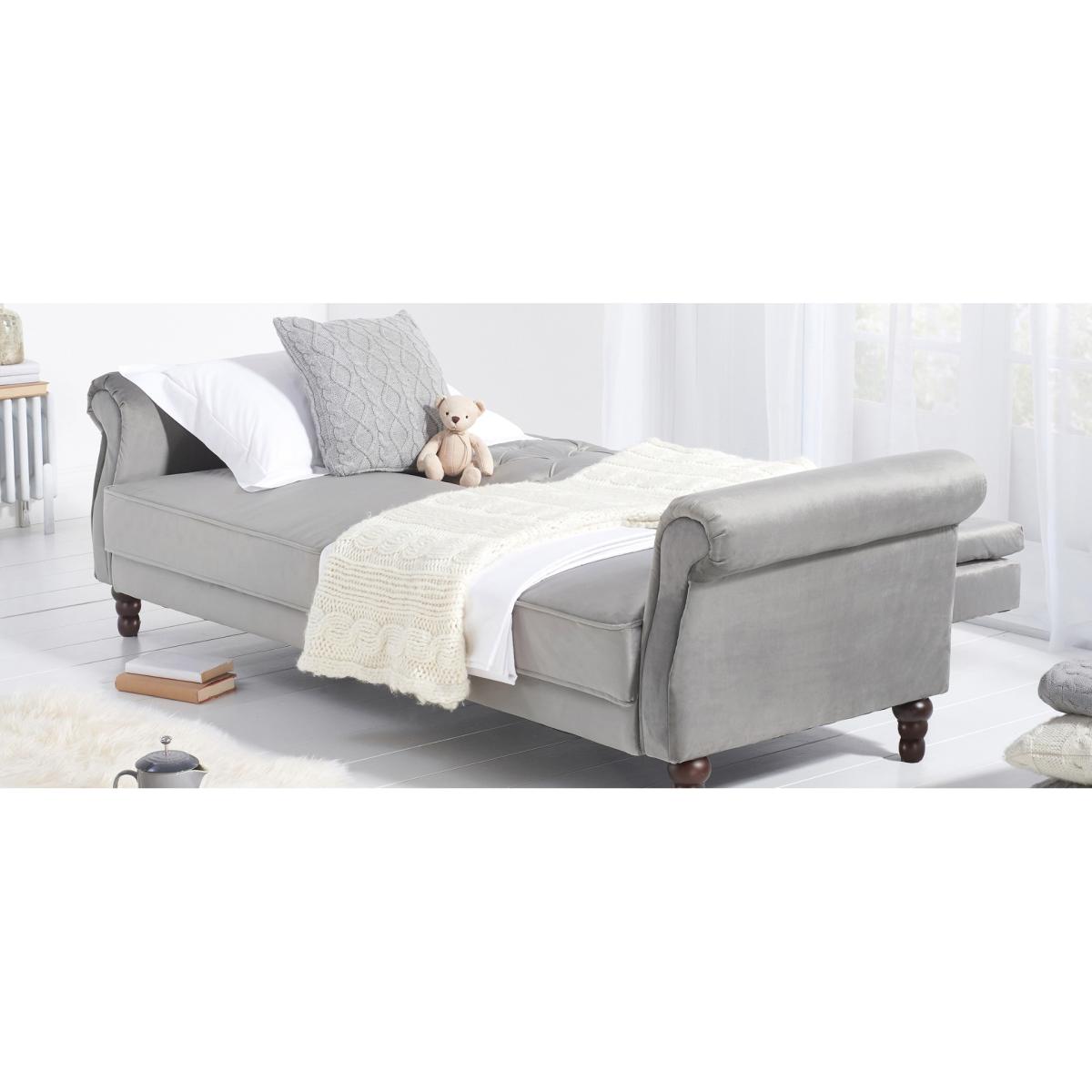 Orlando Grey Velvet 3 Seater Fold Down Sofa Bed – image 11