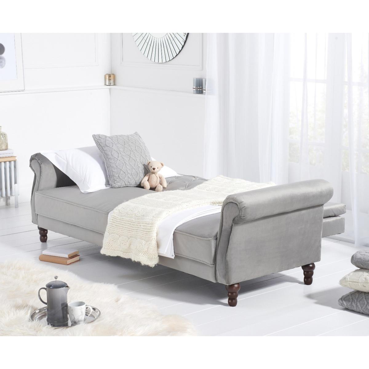 Orlando Grey Velvet 3 Seater Fold Down Sofa Bed – image 4