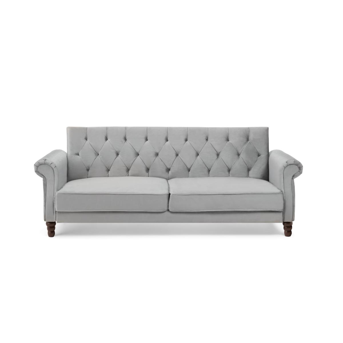 Orlando Grey Velvet 3 Seater Fold Down Sofa Bed – image 5