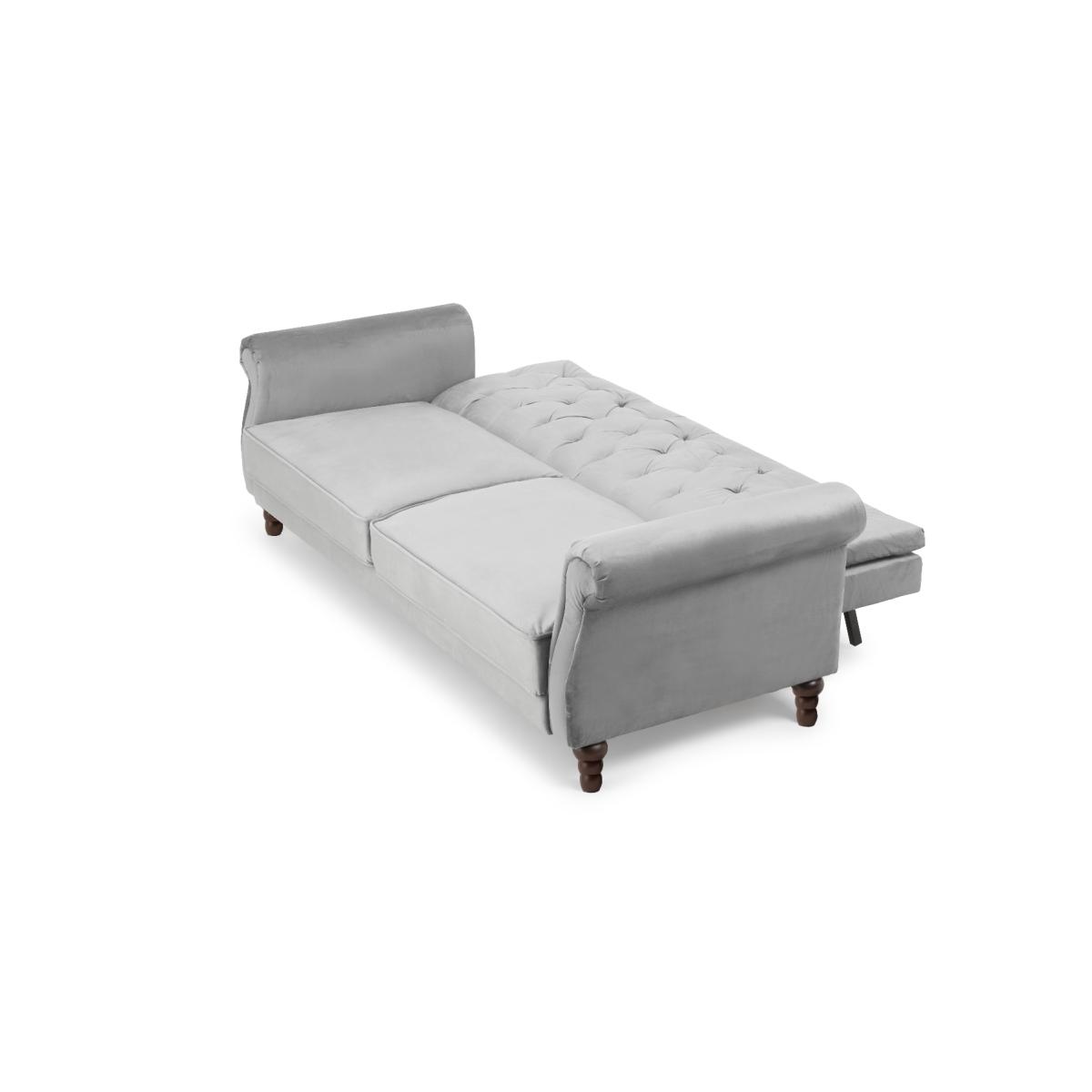 Orlando Grey Velvet 3 Seater Fold Down Sofa Bed – image 6