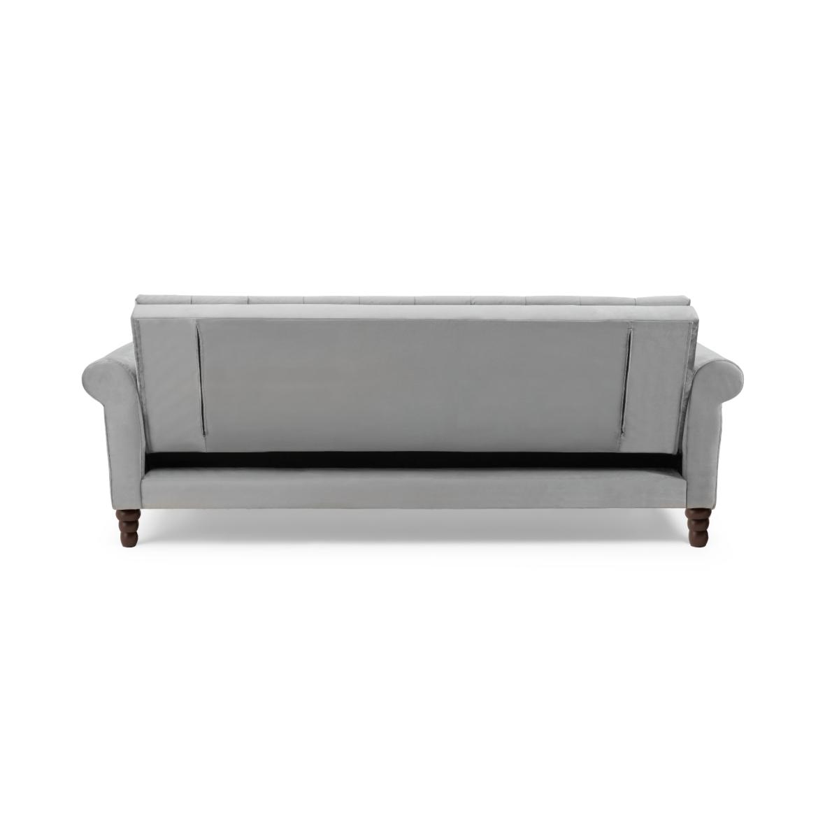 Orlando Grey Velvet 3 Seater Fold Down Sofa Bed – image 8
