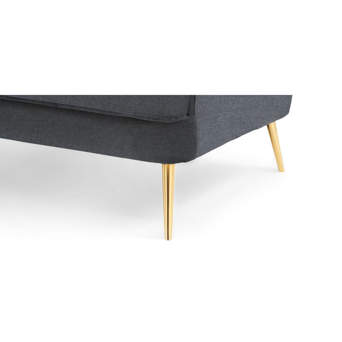 Lulu 3 Seater Sofa in Grey Linen with Gold Legs – image 12