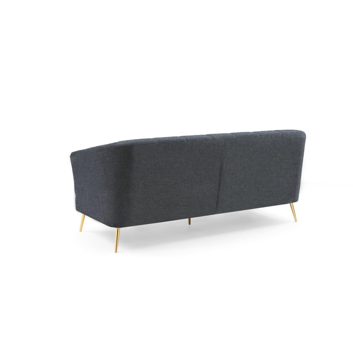 Lulu 3 Seater Sofa in Grey Linen with Gold Legs – image 7
