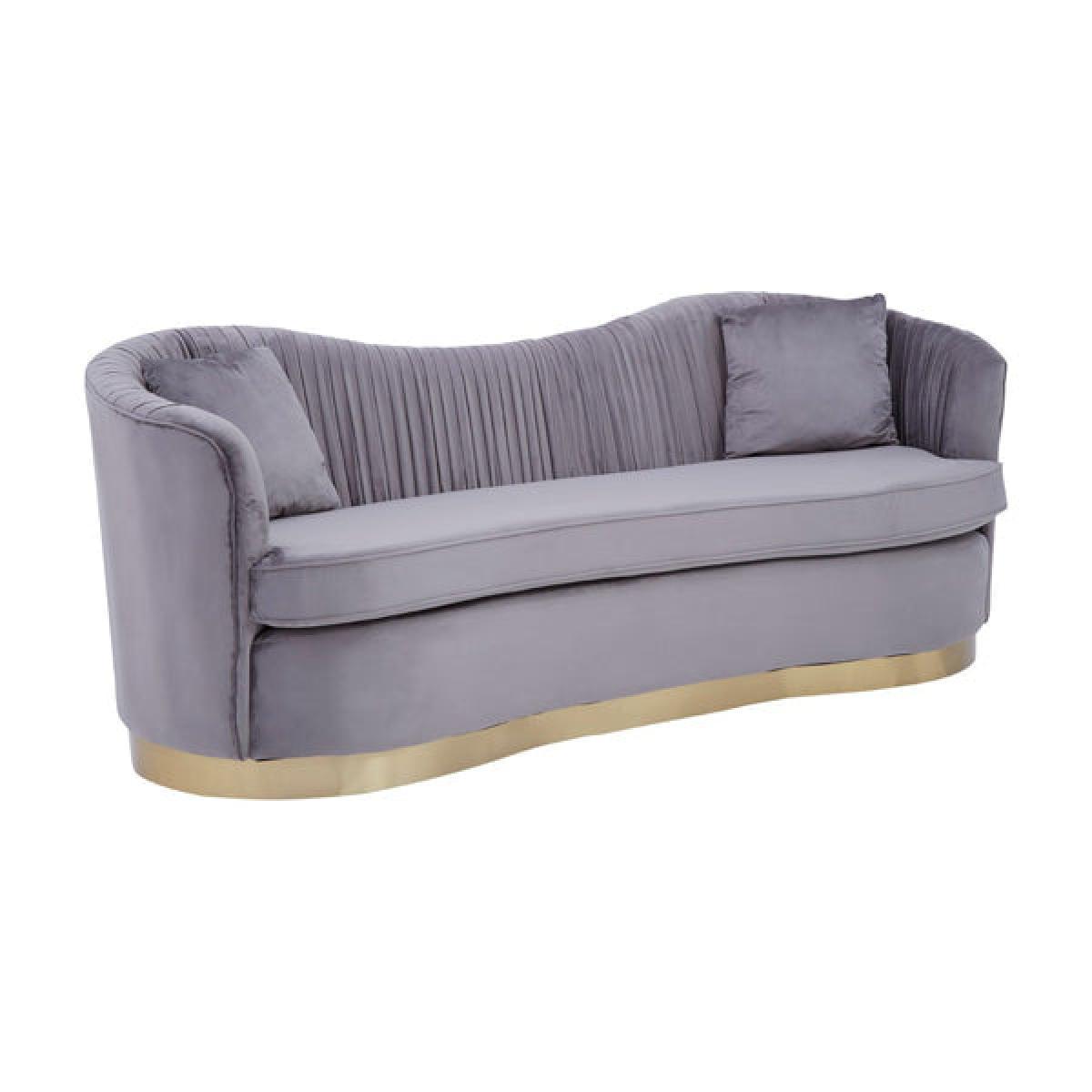 Olivia's Fleur 3 Seater Sofa Gold Metal Base Velvet Grey – image 2