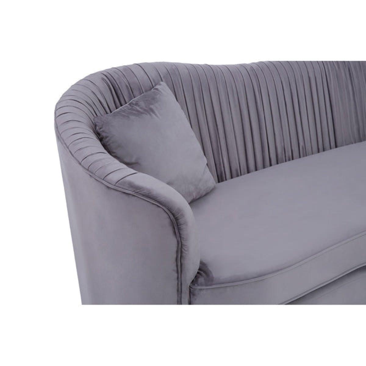 Olivia's Fleur 3 Seater Sofa Gold Metal Base Velvet Grey – image 5